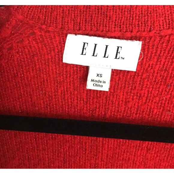 ELLE- WOMENS RED LONG SLEEVE OPEN FRONT CARDIGAN SWEATER SIZE X-SMALL - Picture 3 of 7